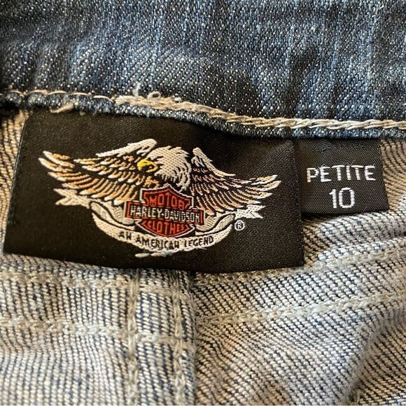 Vintage Harley Davidson Mid Rise Bootcut Jeans Rhinestones & Bling Womens Sz 10P - Picture 12 of 13